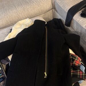 J. Crew Black Trench Coat with Gold Zipper